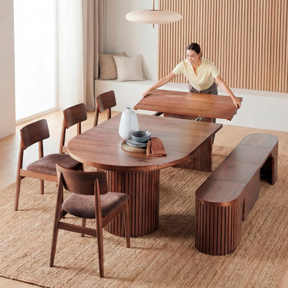 Solid Wood Extendable Round Dining Table Set