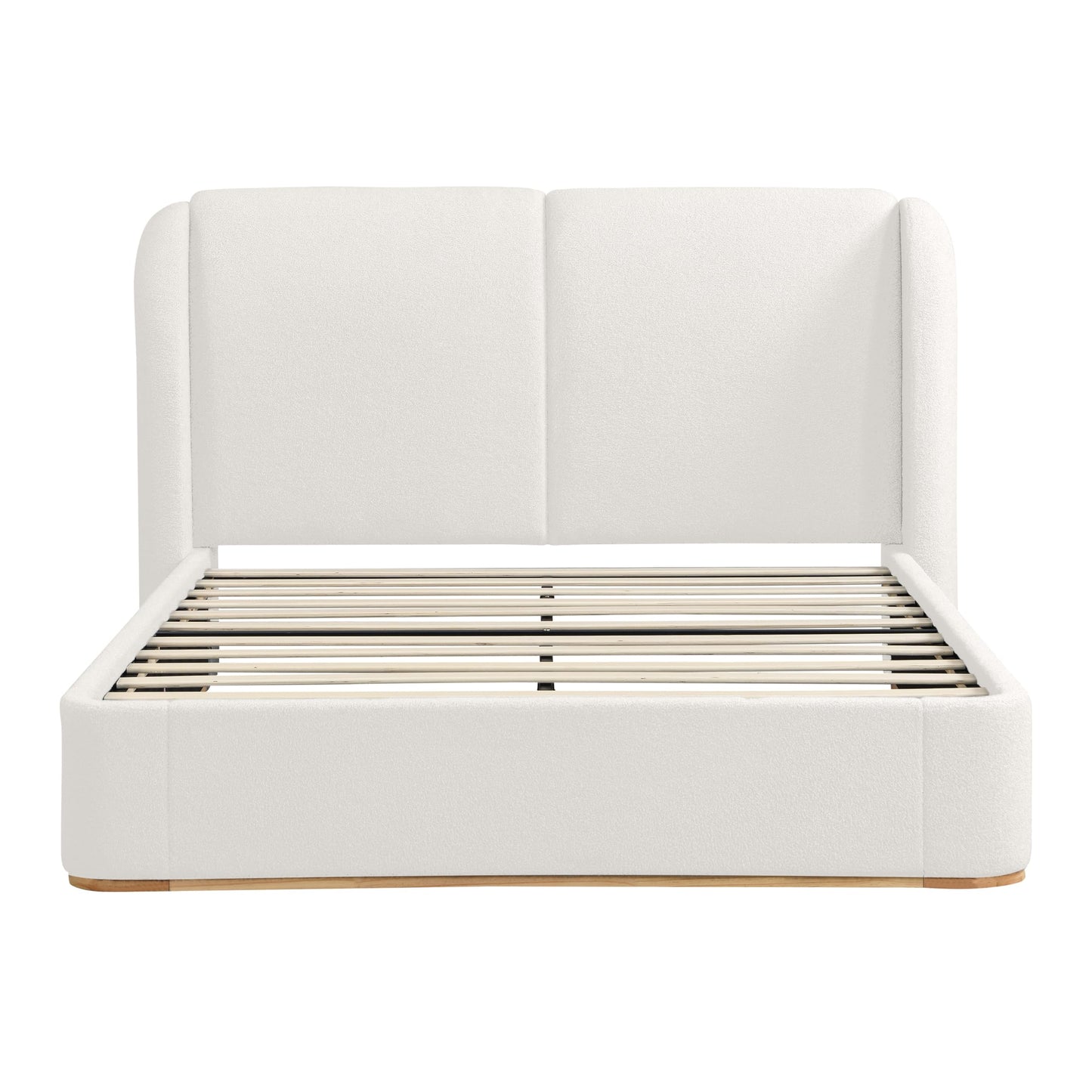 Boucle Upholstered Wingback King Platform Bed