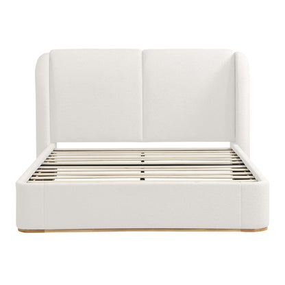 Boucle Upholstered Wingback King Platform Bed