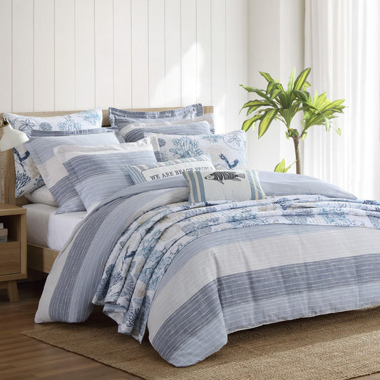 Reversible Cotton Sand Stripe Bedding Set