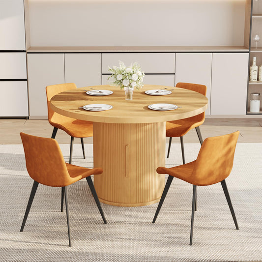 5-Piece Round Dining Set with Storage Shelf