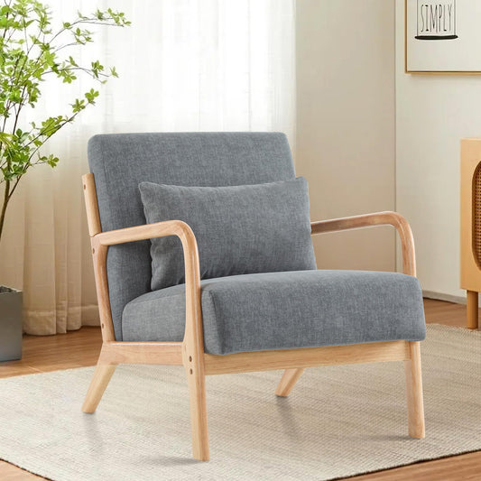 Mid Century Accent Chair with Lumbar Pillow