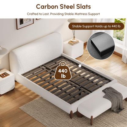 Modern Curved Upholstered Platform Bed Frame