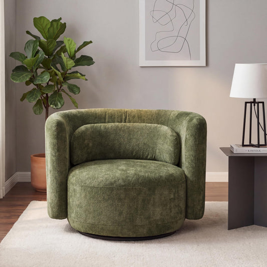 360° Swivel Barrel Accent Chair with Lumbar Pillow