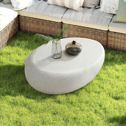 43" Irregular Faux Stone Oval Coffee Table