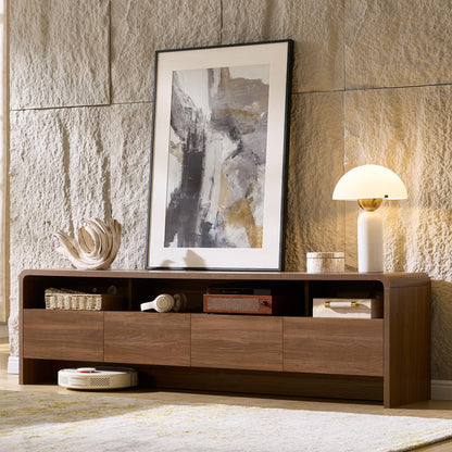 Modern Fluted TV Stand with Storage Cabinets