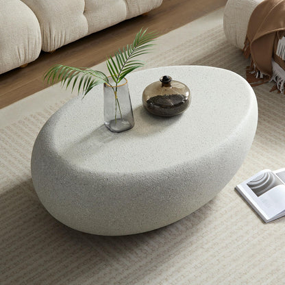 43" Irregular Faux Stone Oval Coffee Table