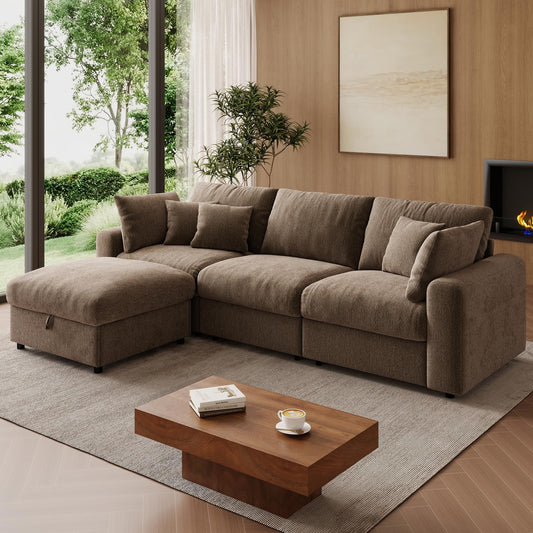 110" Modular Cloud Sectional Sofa with Ottoman