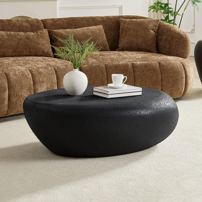 43" Irregular Faux Stone Oval Coffee Table