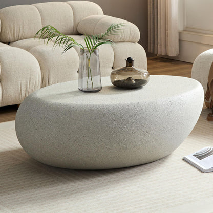 43" Irregular Faux Stone Oval Coffee Table