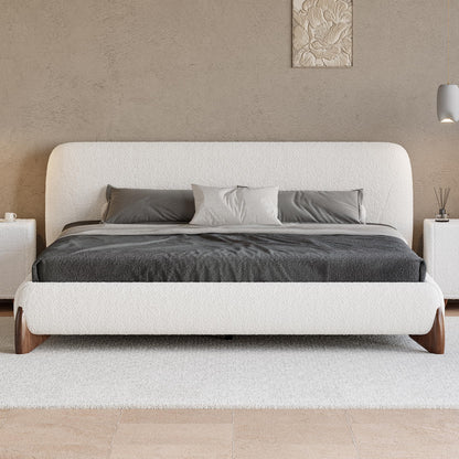Modern Curved Upholstered Platform Bed Frame